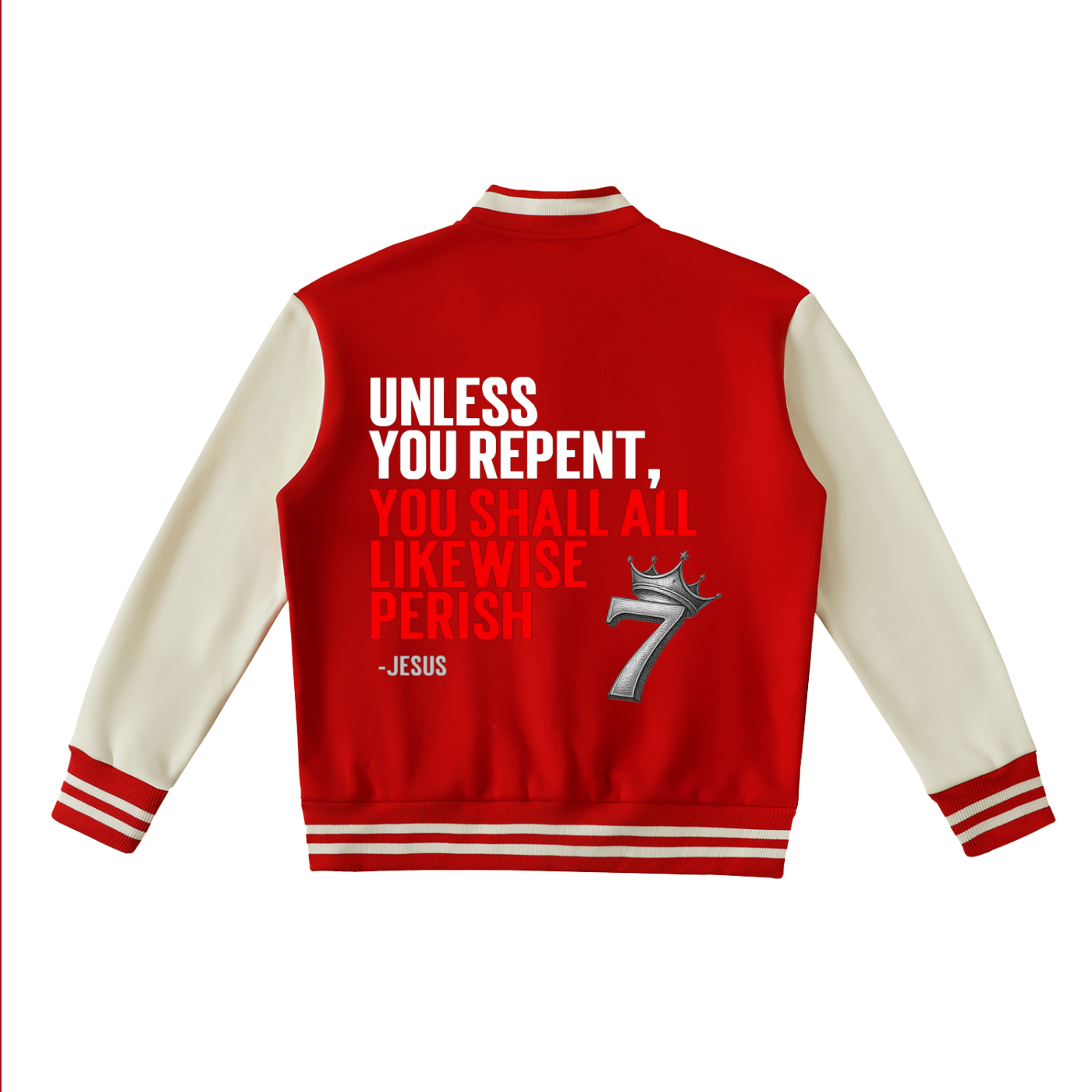 Jesus calls for  Repentance, Forgiveness, Varsity Jacket, Yeshua, Hebrew, King of Kings