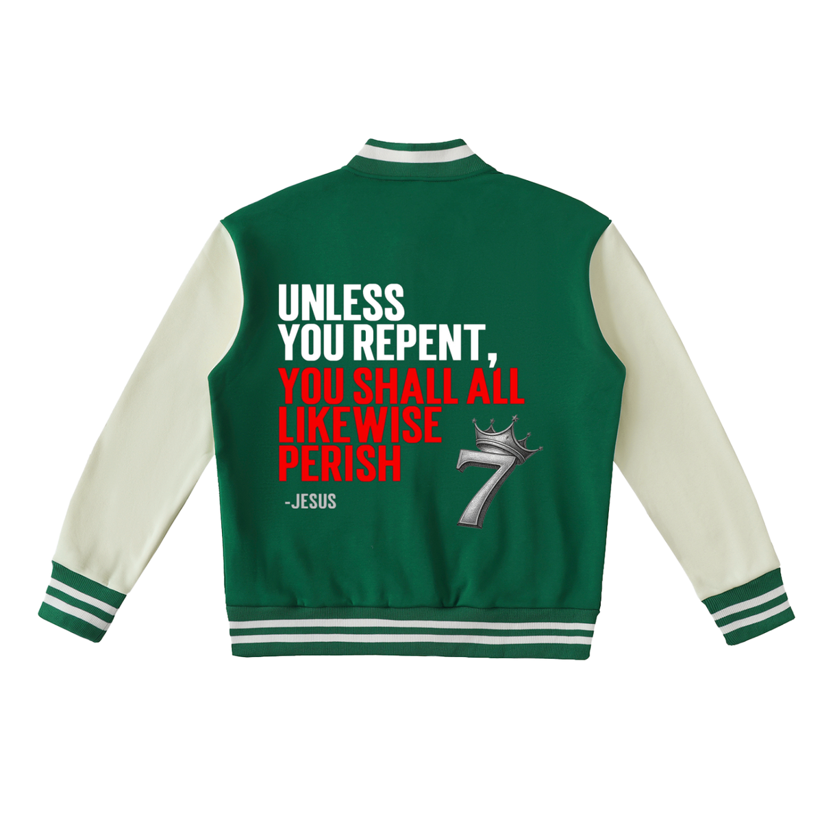Jesus calls for  Repentance, Forgiveness, Varsity Jacket, Yeshua, Hebrew, King of Kings