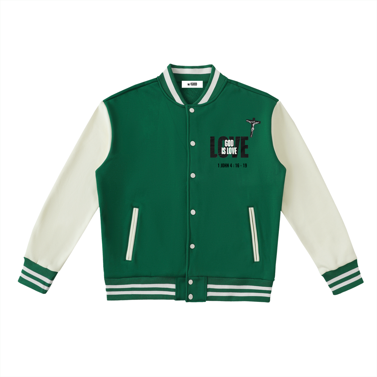 He First Loved Us Two-Tone Fleeced Varsity Jacket