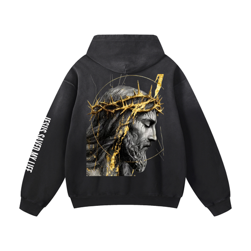 JESUS Heavyweight Sunfade Oversized Hoodie