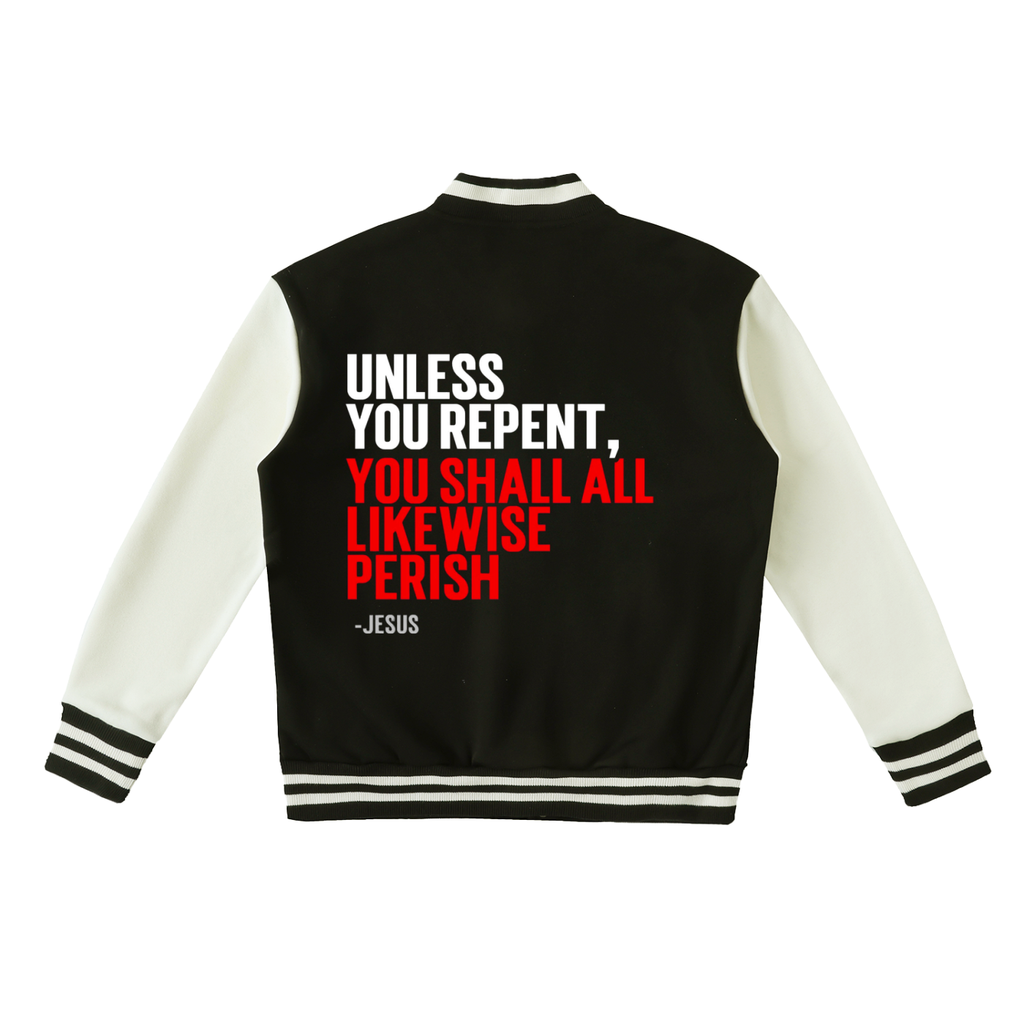 Jesus calls for  Repentance, Forgiveness, Varsity Jacket, Yeshua, Hebrew, King of Kings