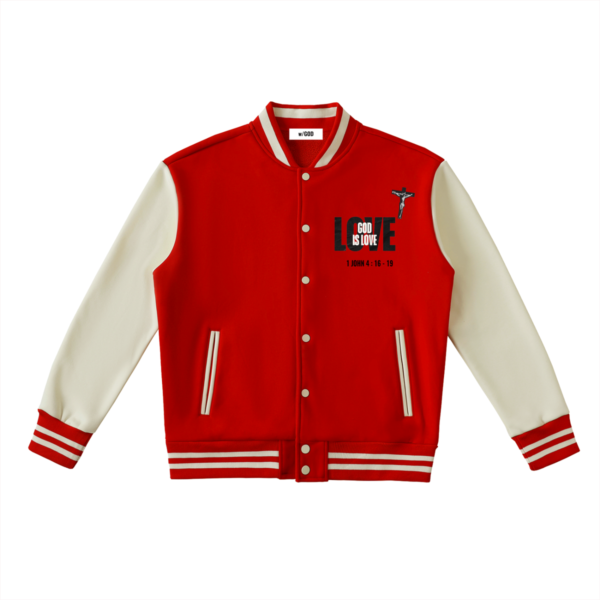 He First Loved Us Two-Tone Fleeced Varsity Jacket